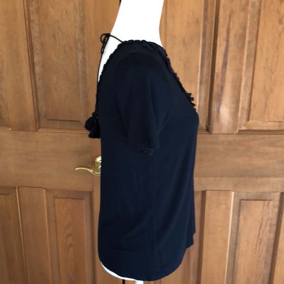 Elie Tahari Short Sleeve Navy Knit Top New w/Tags - Picture 5 of 9